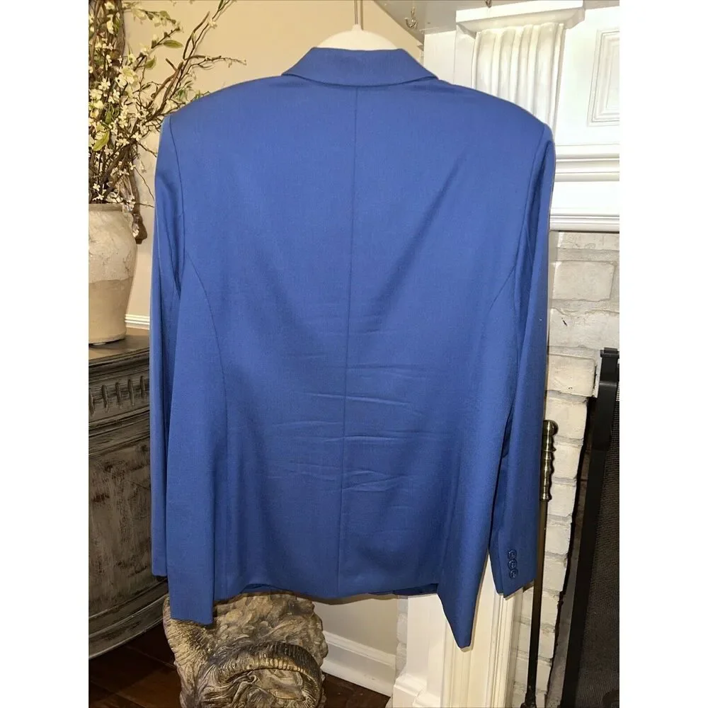 Vintage PENDLETON Women's Blue Virgin Wool Jacket Suit BLAZER Size 14 EUC